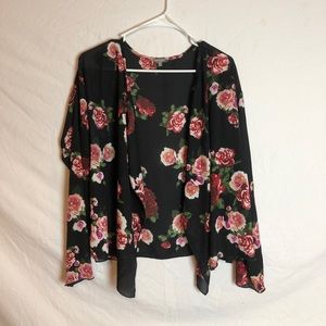 Sheer, floral cardigan